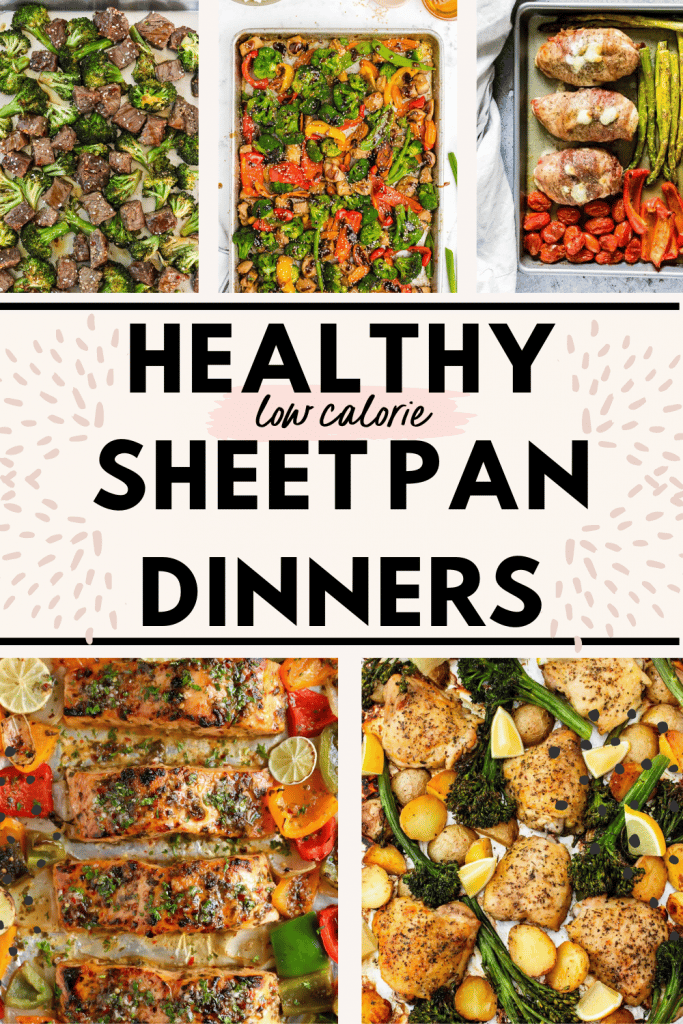 collage image of healthy sheet pan dinners with text for Pinterest