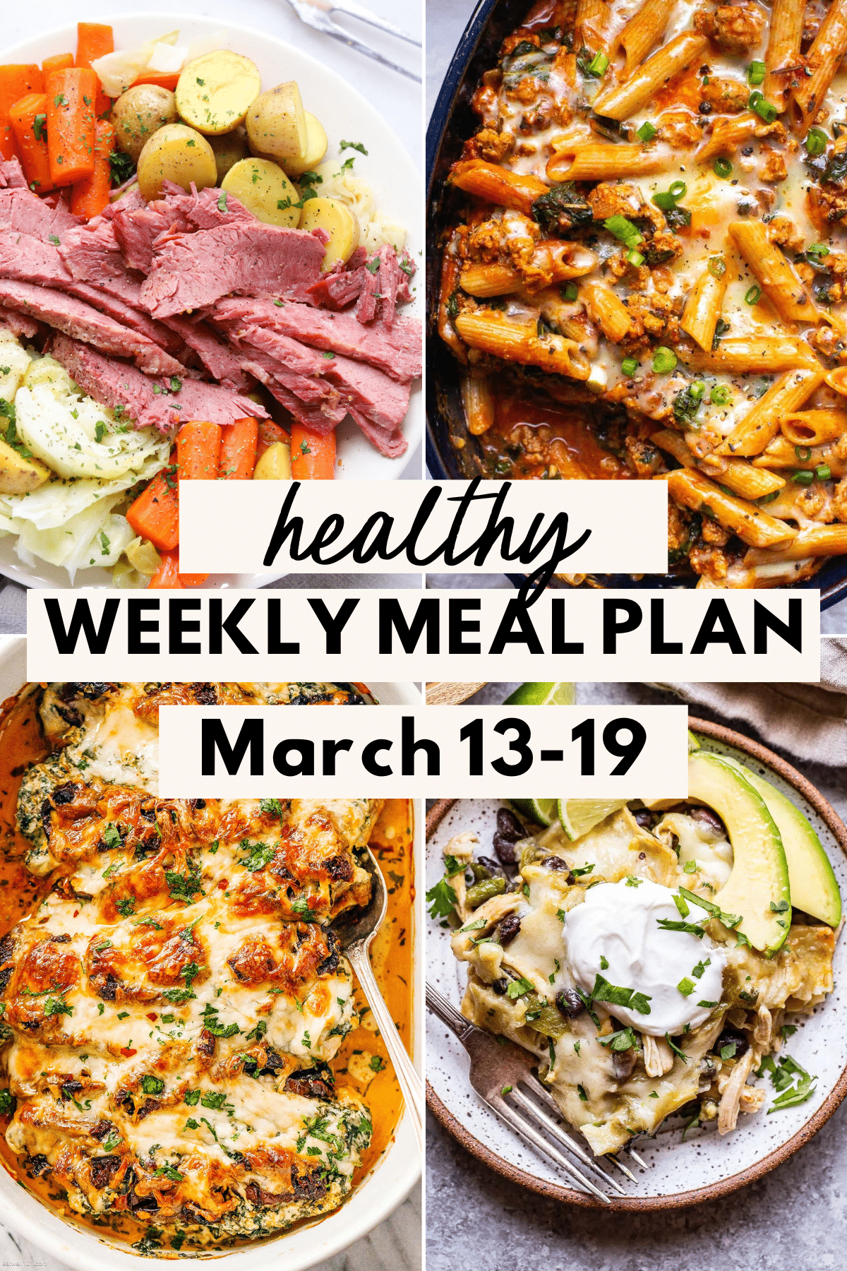 Healthy Weekly Meal Plan collage image with text for Pinterest