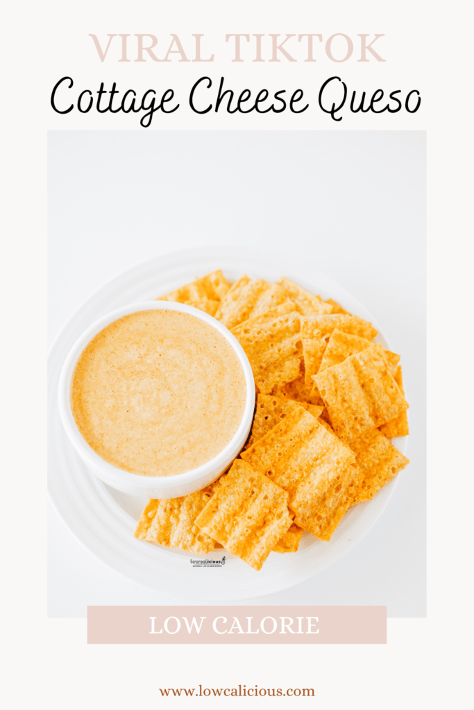 Viral TikTok Cottage Cheese Queso Dip pin image with text for Pinterest